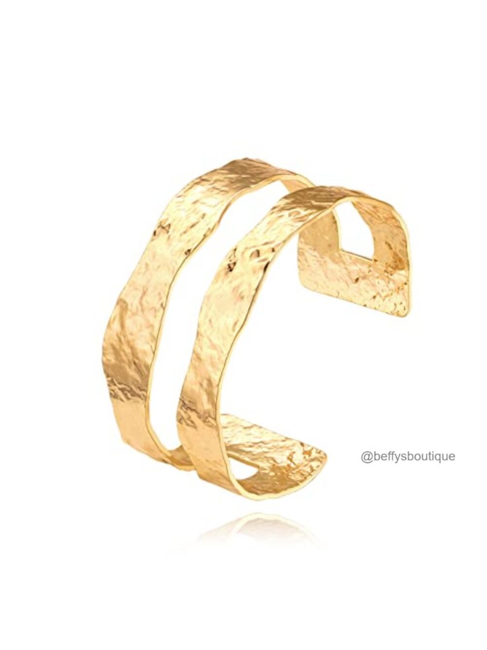 18K Gold Plated Hammered Cuff Bracelet Women's Handmade Jewelry
